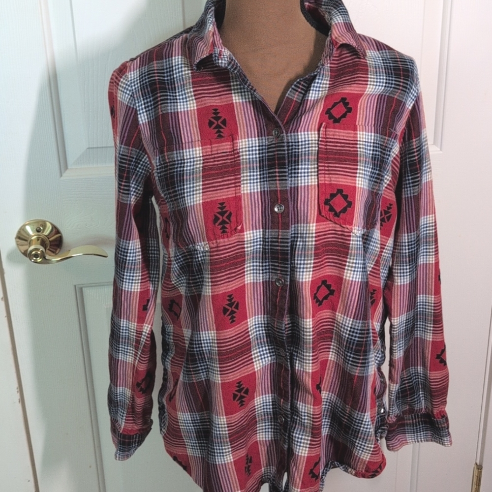Ariat Red and Black Plaid Button Down Shirt